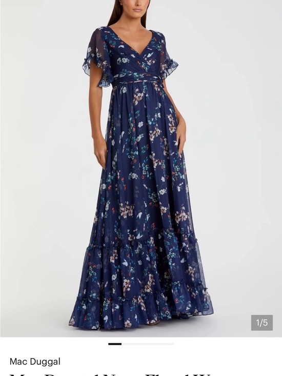Mac Duggal Dresses & Skirts - Mac Duggal Navy Floral Wrap-Front Maxi Gown